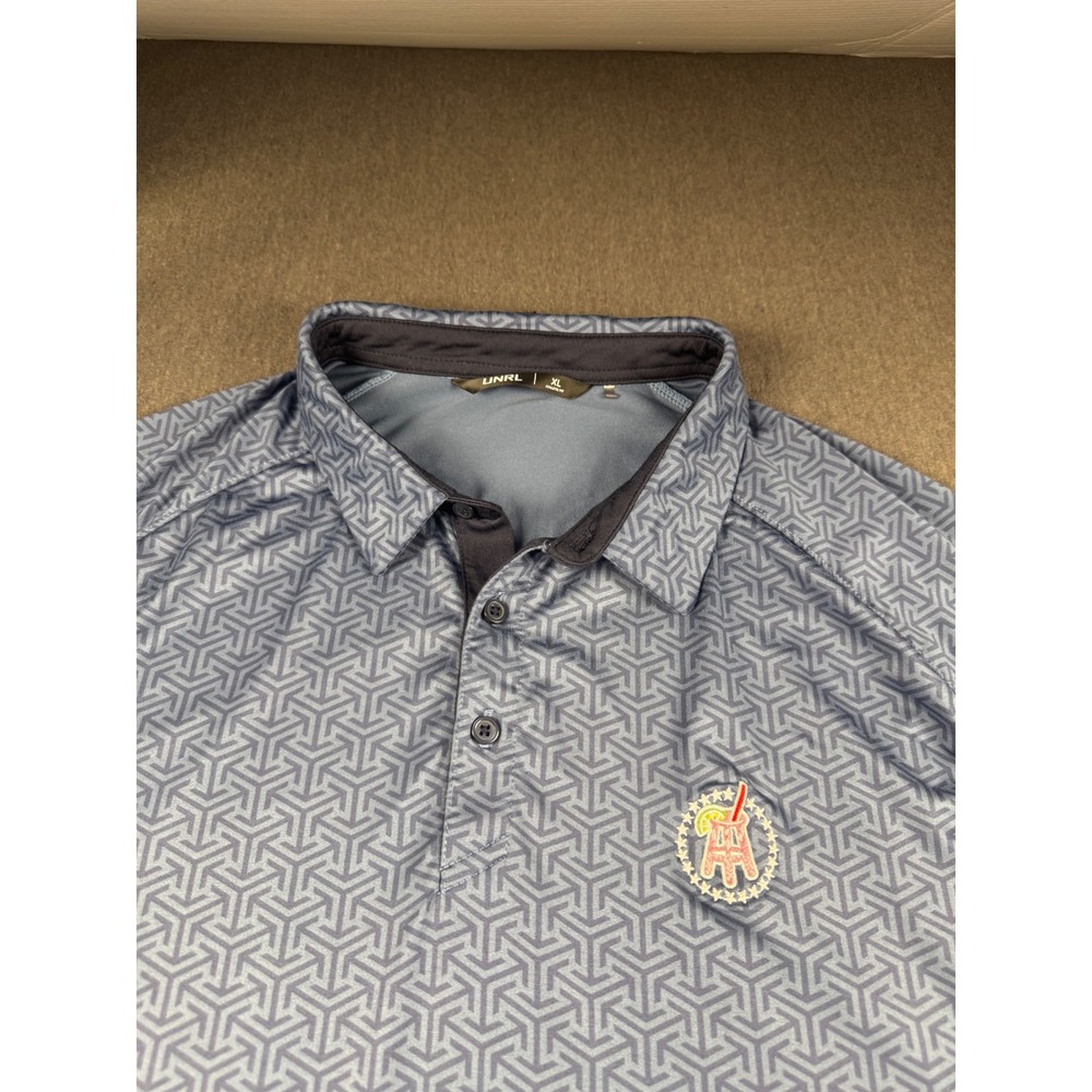 UNRL Barstool Sports Transfusion Golf‎ Polo Shirt Mens XL Blue Geometric Print